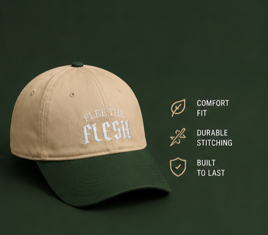 FLEE THE FLESH Embroidered Cap | Premium Cotton Adjustable Hat | Minimalist Streetwear Cap | Unisex Everyday Hat