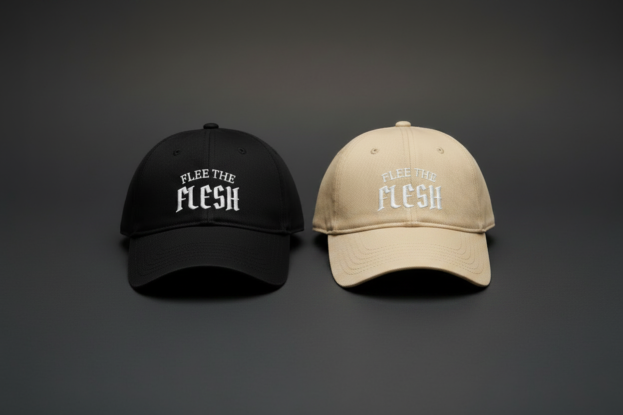 FLEE THE FLESH Embroidered Cap | Premium Cotton Adjustable Hat | Minimalist Streetwear Cap | Unisex Everyday Hat