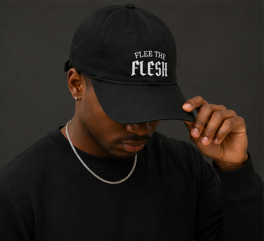 FLEE THE FLESH Embroidered Cap | Premium Cotton Adjustable Hat | Minimalist Streetwear Cap | Unisex Everyday Hat