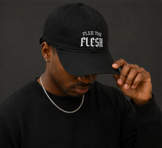 FLEE THE FLESH Embroidered Cap | Premium Cotton Adjustable Hat | Minimalist Streetwear Cap | Unisex Everyday Hat